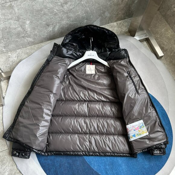 Moncler Shiny Black Puffer Jacket with Red Accents - Picture 4 of 9